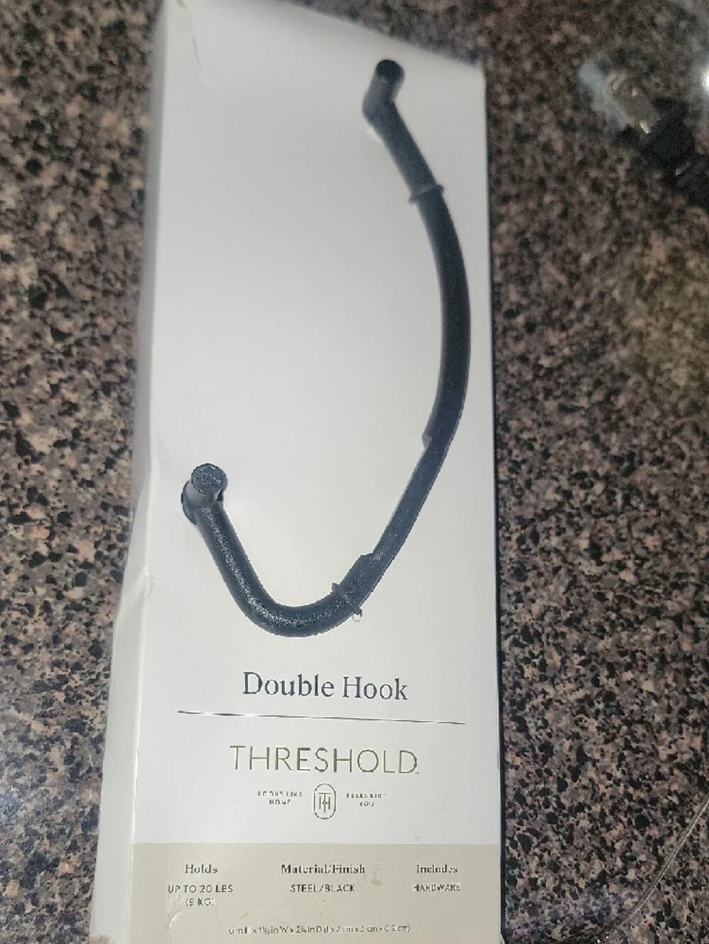 Threshold Matte Black Double Wall Hook